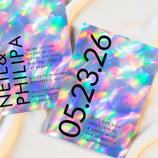 Save The Date Iridescente Ultra Modern Bold DATE non Photo