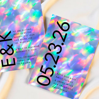 Save The Date Iridescente Ultra Modern Bold DATE non Photo