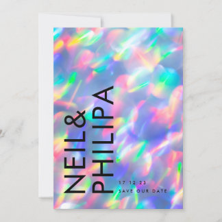 Save The Date Iridescente Ultra Modern Bold Noms non photo