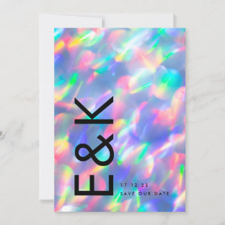 Save The Date Iridescente Ultra Moderne Monogramme non Photo