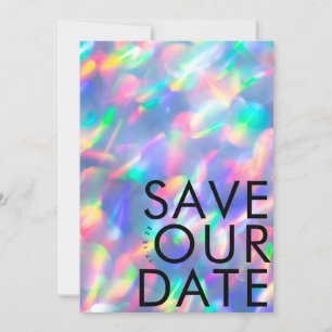 Save The Date Iridescente Ultra Moderne Monogramme Photo