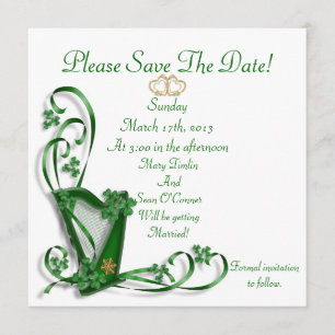 Save The Date Irlandais Enregistrer la date pour Mariage, Harp