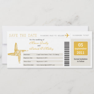 Save The Date Irlande Boarding Pass Wedding Enregistrer la date
