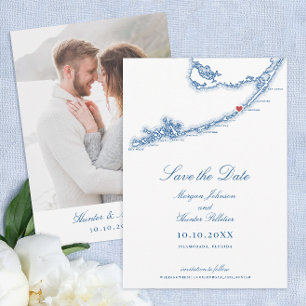 Save The Date Islamorada Florida Keys Elegant Mariage bleu marin