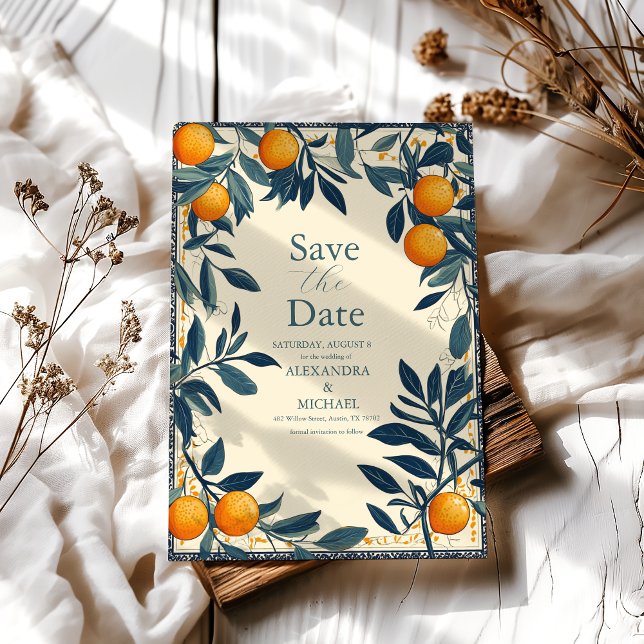 Save The Date Italie méditerranéenne Grèce Lemon Vibrant Mariage (Créateur téléchargé)