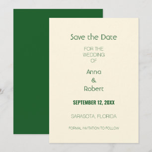 Save The Date Ivoire Crème Vert Foncé Enregistrez la Date