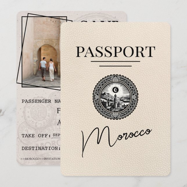 Save The Date ivoirien Maroc Passeport Enregistrer La Date (Devant / Derrière)