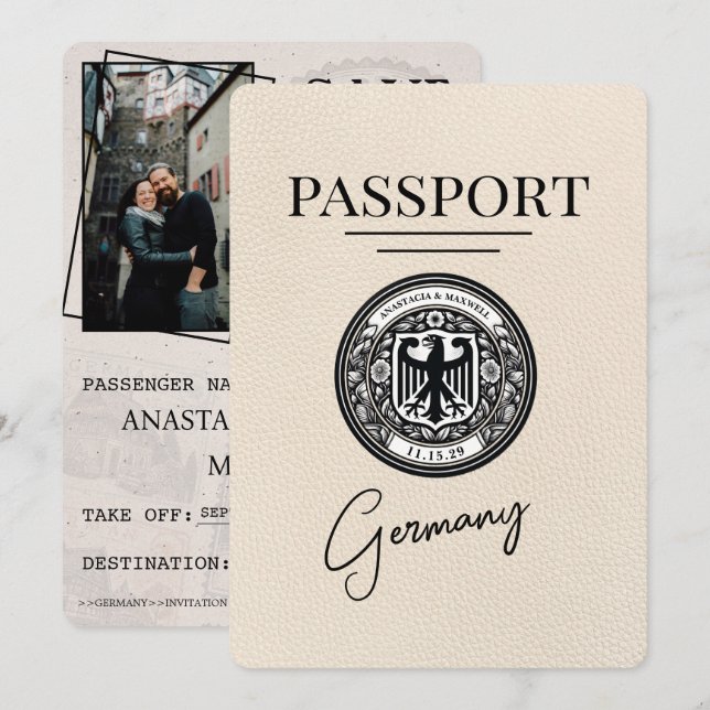 Save The Date Ivory Allemagne Passeport Enregistrer La Date (Devant / Derrière)