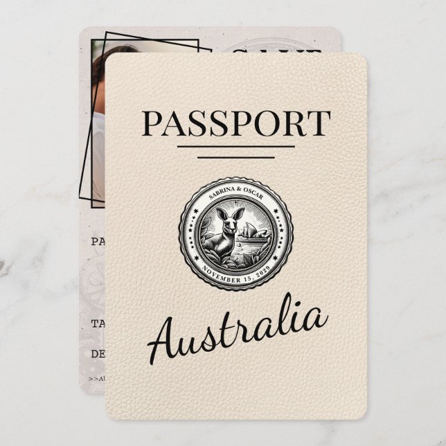 Save The Date Ivory Australia Passeport Enregistrer La Date (Devant / Derrière)