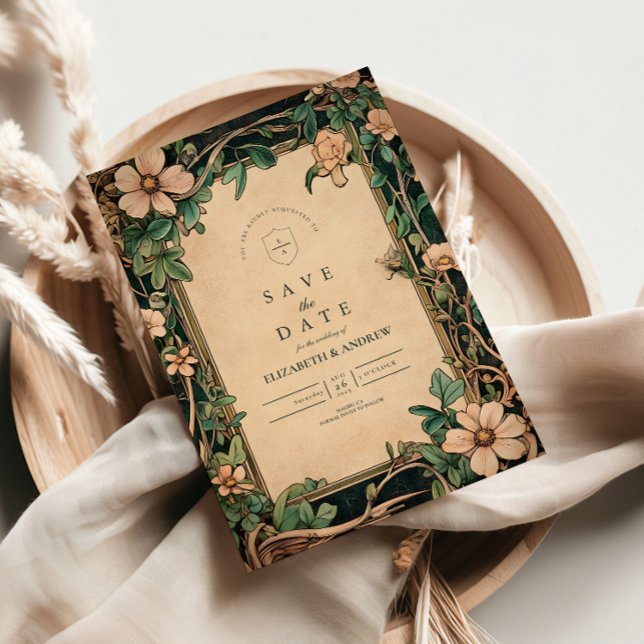Save The Date Ivory Bloom Art nouveau Mariage (Créateur téléchargé)