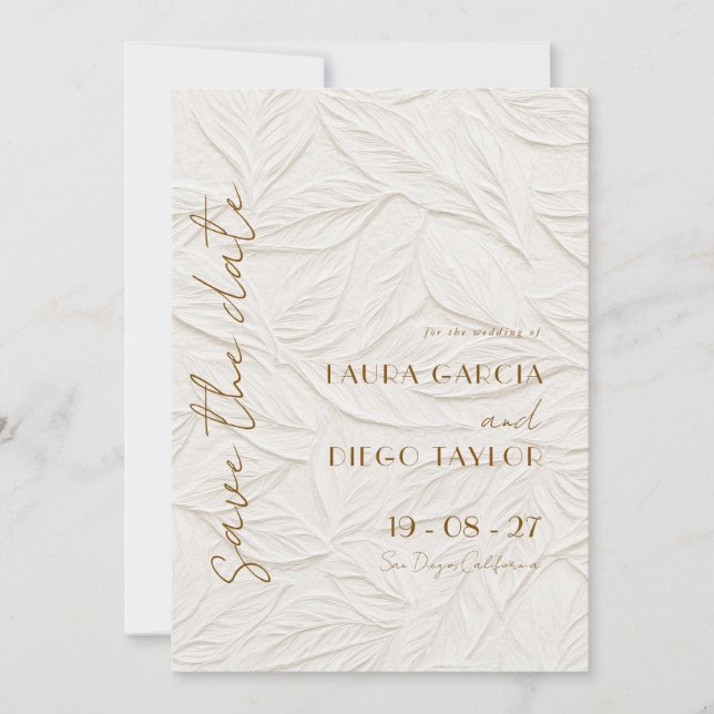 Save The Date Ivory Floral Wedding Photo (Devant)