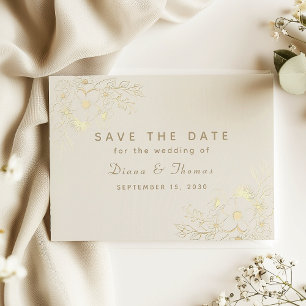 Save The Date Ivory Gold Floral Mariage Enregistrer la Date