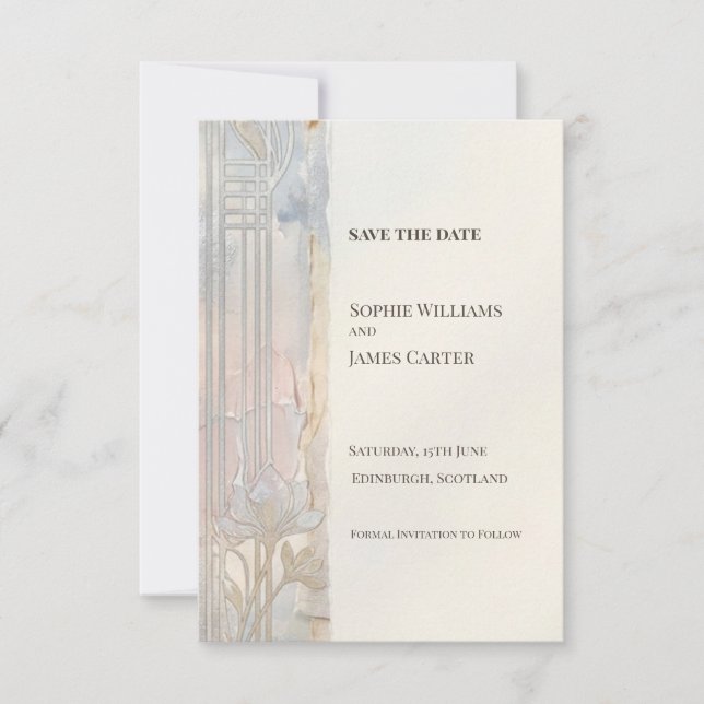 Save The Date Ivory Gold Nouveau Enregistrer La Date (Devant)
