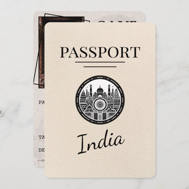 Save The Date Ivory India Passeport Enregistrer La Date (Devant / Derrière)