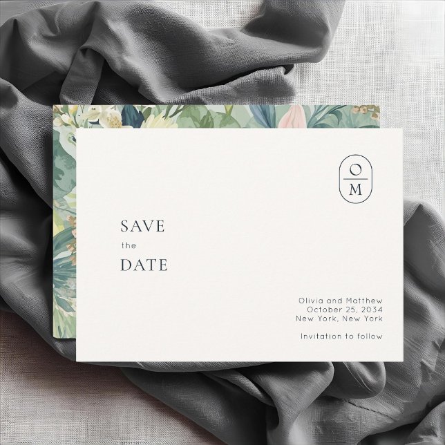 Save The Date Ivory | Mariage aquarelle florale moderne  (Créateur téléchargé)