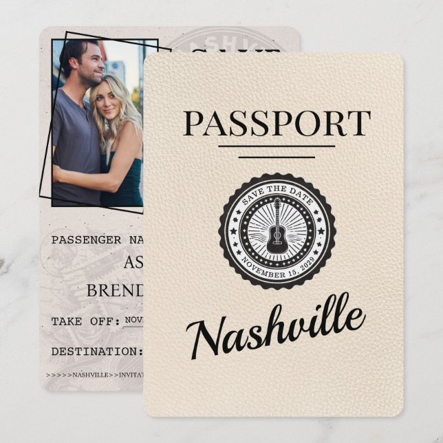 Save The Date Ivory Nashville Passeport Enregistrer La Date (Devant / Derrière)