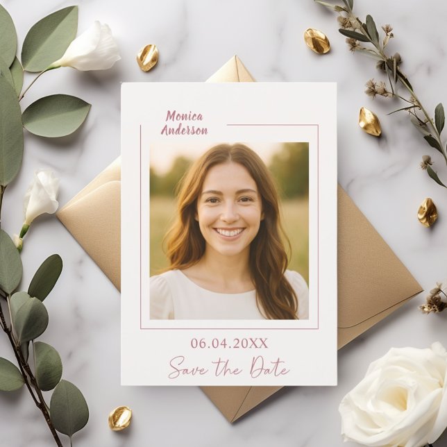 Save The Date Ivory rose gold photo birthday (Créateur téléchargé)