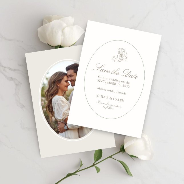 Save The Date Ivory & Sand | Chic Couple Script Wedding (Créateur téléchargé)