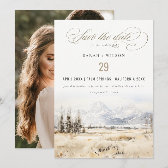 Save The Date Jackson Hole Wyoming Landscape Wedding Photo (Devant / Derrière)