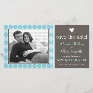 Save The Date Jacquard bleu Preppy Enregistrer la date Annonce