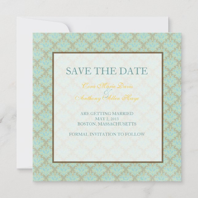 Save The Date Jacquard damask enregistrer la date (Devant)