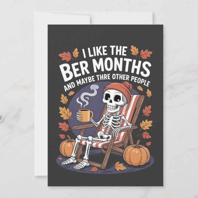 Save The Date J'aime les mois Ber Funny Skeleton Éffrayant Xmas (Devant)