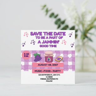 SAVE THE DATE JAM ON FAMILY BBQ REUNION VIOLET BLANC 5,25 X 5,25