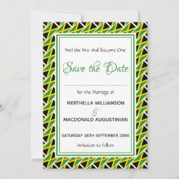 Save The Date JAMAICA DRAPEAU Customisé Écriture jamaïcaine élég