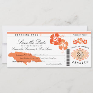 Save The Date Jamaïque Boarding Pass Wedding Enregistrer la date