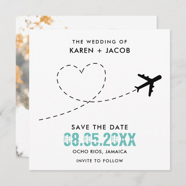 Save The Date Jamaïque Destination Wedding Photo Enregistrer la  (Devant / Derrière)