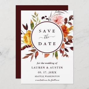Save The Date Jardin d'automne Aquarelle Mariage floral