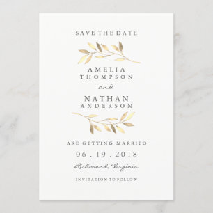 Save The Date Jardin de la feuille dorée Mariage Économisez la d