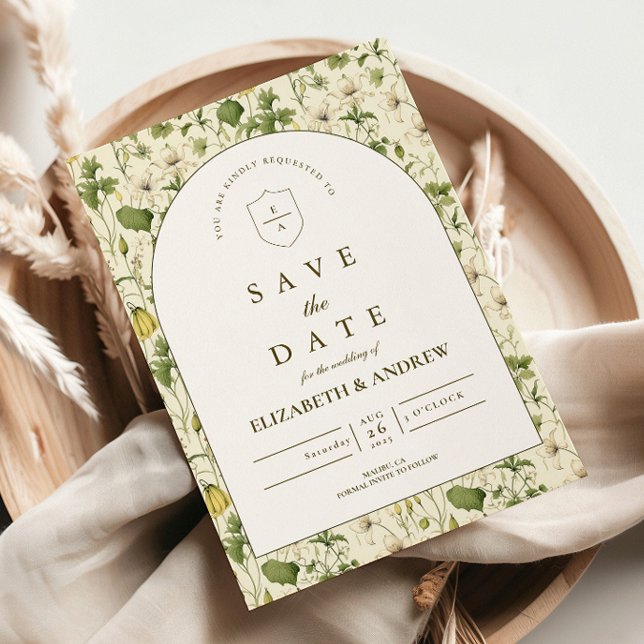 Save The Date Jardin de mariage à arche botanique neutre (Créateur téléchargé)