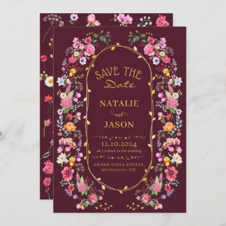 Save The Date Jardin de mariage printanier de prairie de fleurs 