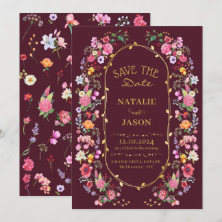 Save The Date Jardin de mariage printanier élégant prairie de fl