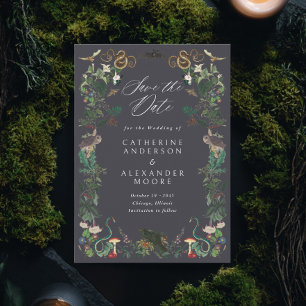 Save The Date Jardin de Nuit Enchanté Mariage Gothique Botanique