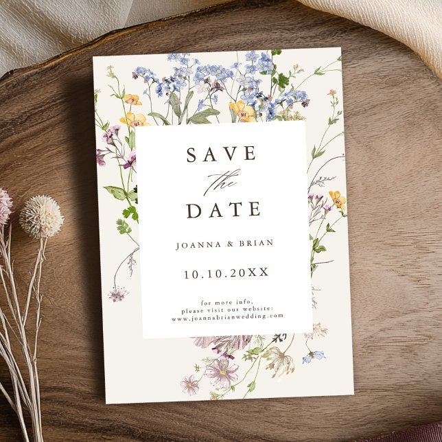 Save The Date Jardin de prairie de fleurs sauvages printanières  (Colorful Pretty Spring Wildflower Meadow Garden Save The Date card)