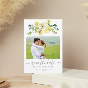 Save The Date Jardin d'été délicieusement jaune Floral Couple Ph