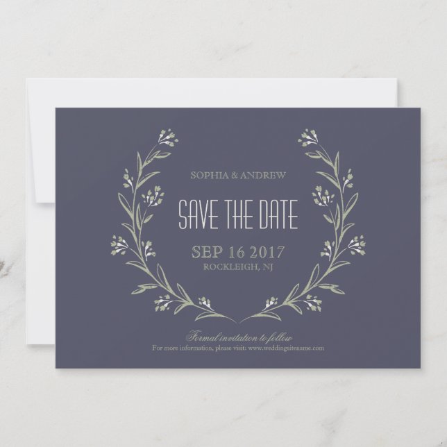 Save The Date Jardin élégant Mariage floral rustique enregistrer (Devant)