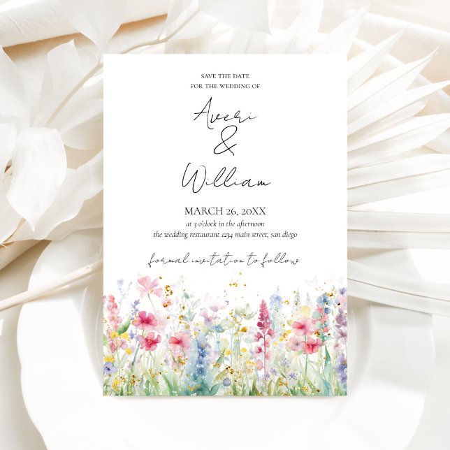 Save The Date Jardin Fleur Aquarelle Moderne Boho Mariage (Créateur téléchargé)