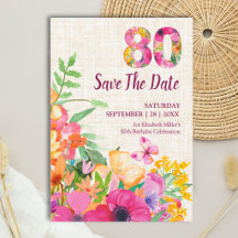 Jardin Floral Élégant en Lin pour les 80 ans