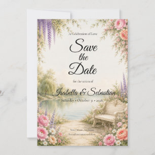 Save The Date Jardin Romantique au Bord du Lac pour un Mariage S