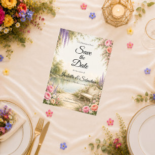 Save The Date Jardin Romantique au Bord du Lac pour un Mariage S