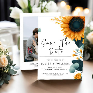 Save The Date Jardin rustique plante verdure tournesol Mariage