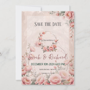 Save The Date Jardin Secret Romantique aux Fleurs de Pêche Faire