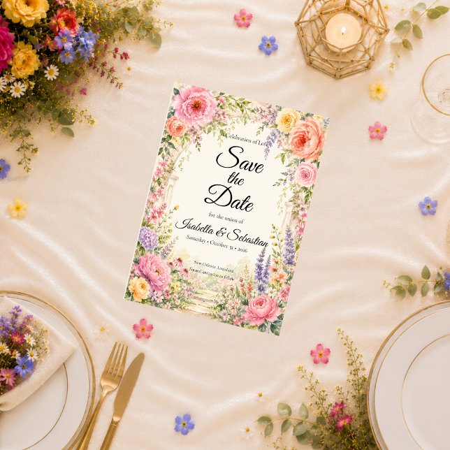 Save The Date Jardin Secret Romantique Fleurs de Mariage (Créateur téléchargé)