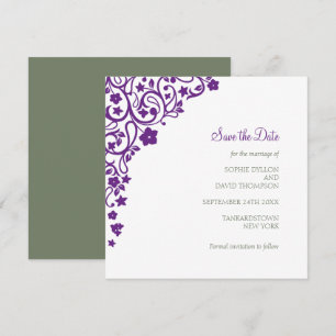 Save The Date Jardin secret violet Carré de fleurs Mariage