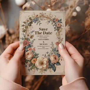 Save The Date Jardin Vintage victorien Mariage floral
