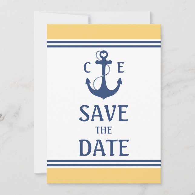 Save The Date Jaune et bleu marine Enregistrer la date (Devant)
