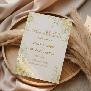Save The Date Jaune Floral Doux
